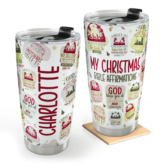 Christmas Bible Affirmations | Personalized Stainless Steel Tumbler