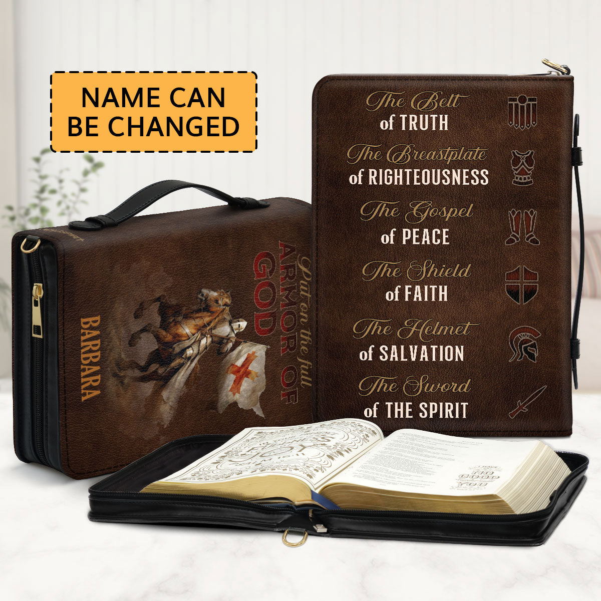 Jesuspirit | Personalized Leather Bible Cover | Armor Of God BCM769