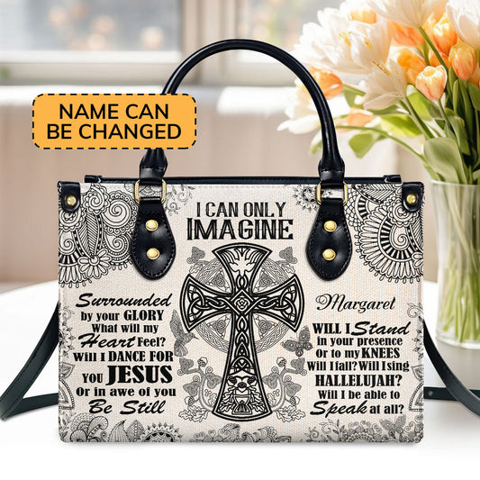 Jesuspirit | Personalized Leather Handbag With Zipper | I Can Only Imagine LHBM738