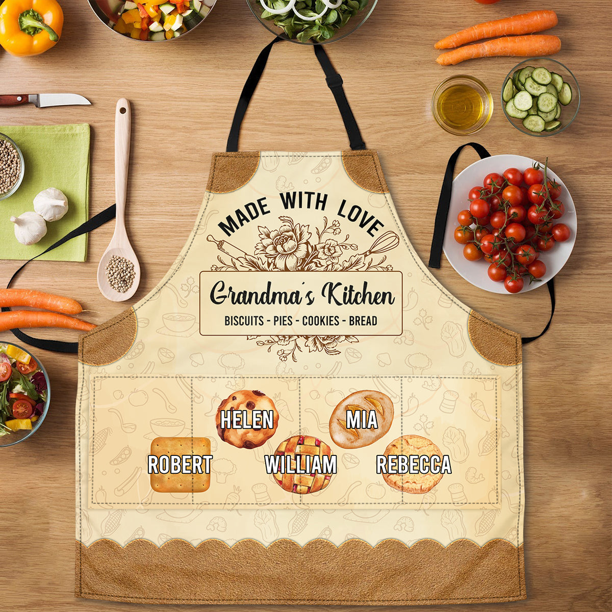 Made With Love Grand's Kitchen | Personalized Apron With Pocket