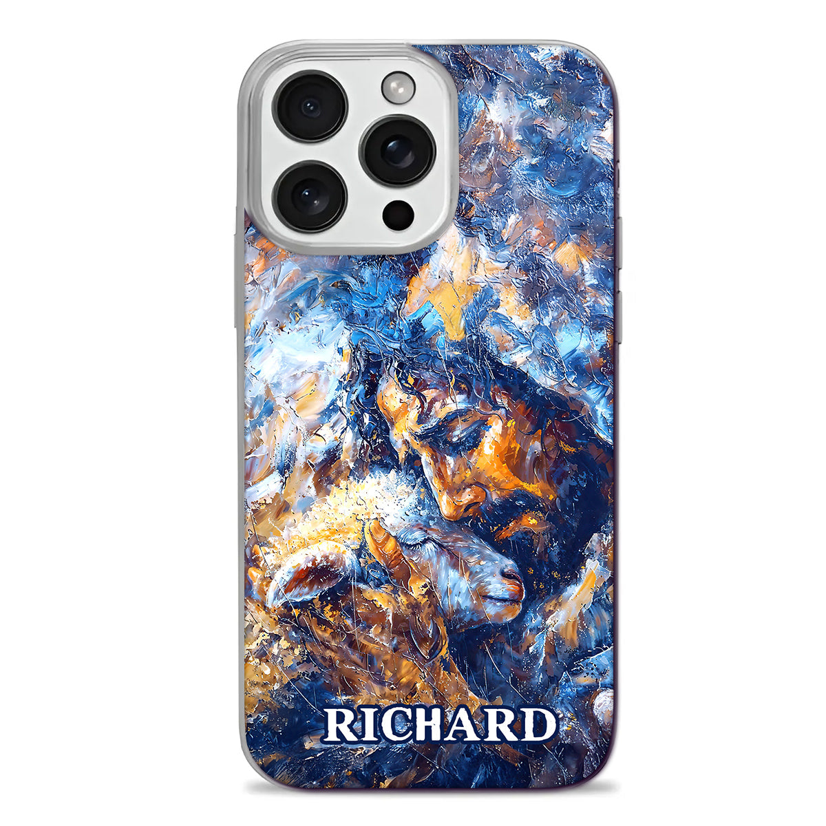 Abstract Painting Of Jesus And Lost Lamb | Personalized Clear Silicone Phone Case