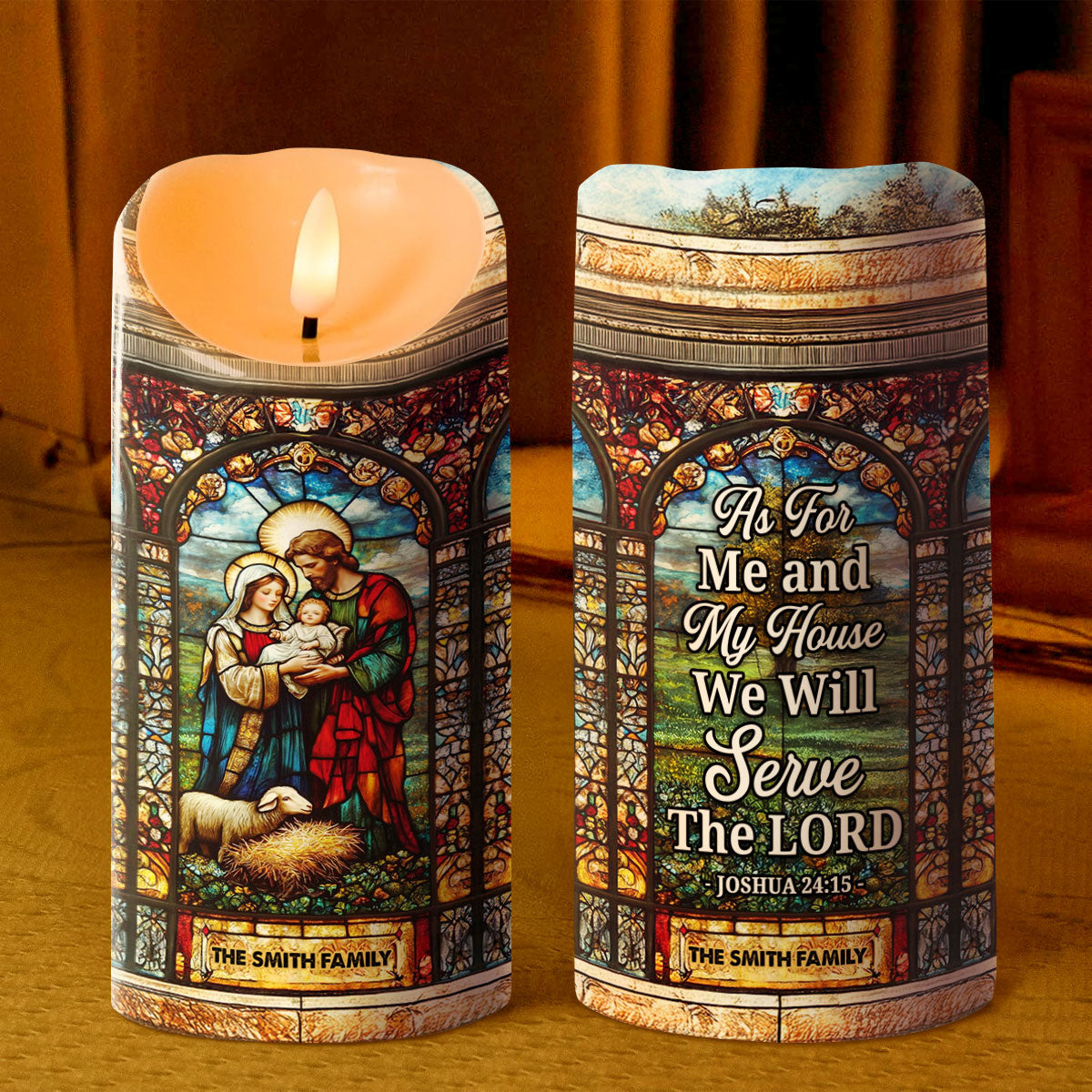 As For Me And My House We Will Serve The Lord | Personalized Flameless LED Candle