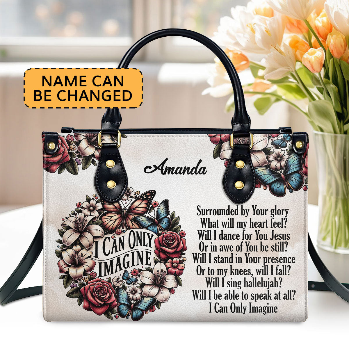 Jesuspirit | Personalized Leather Handbag With Zipper | I Can Only Imagine LHBHN683