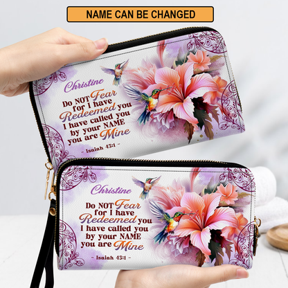 Personalized Leather Clutch Purse With Wristlet Strap Handle | I Have Called You By Your Name