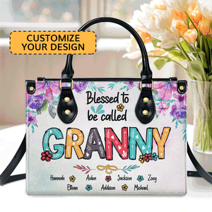 Blessed Nana/Grandma | Personalized Leather Handbag With Zipper LHBHN06