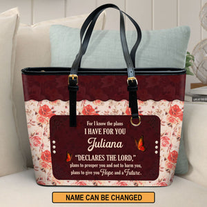 Jesuspirit | Jeremiah 29:11 | Spiritual Gifts Scripture Of Faith For Christians | Personalized Large Leather Tote Bag | For I Know The Plans I Have For You LLTBHN802