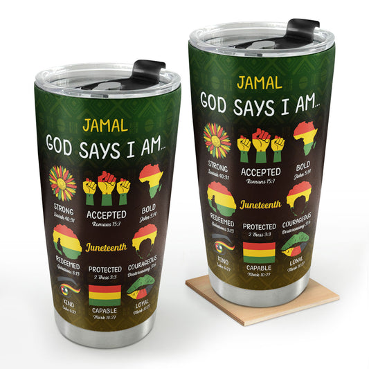 God Says I Am | Personalized Stainless Steel Tumbler JSSSTHA09