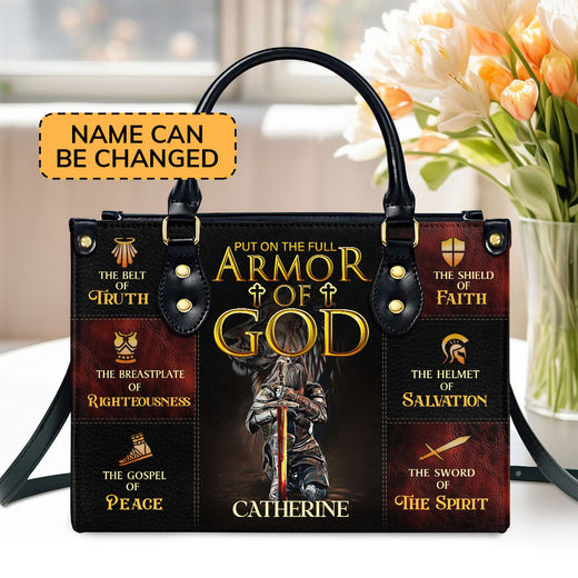 Jesuspirit | Personalized Leather Handbag With Zipper | Armor Of God LHBM777