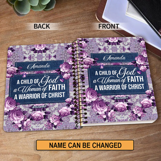 Jesuspirit | Brilliant Gift For Christian Ladies | Personalized Spiral Journal | Roses And Butterfly | A Woman Of Faith SJM19