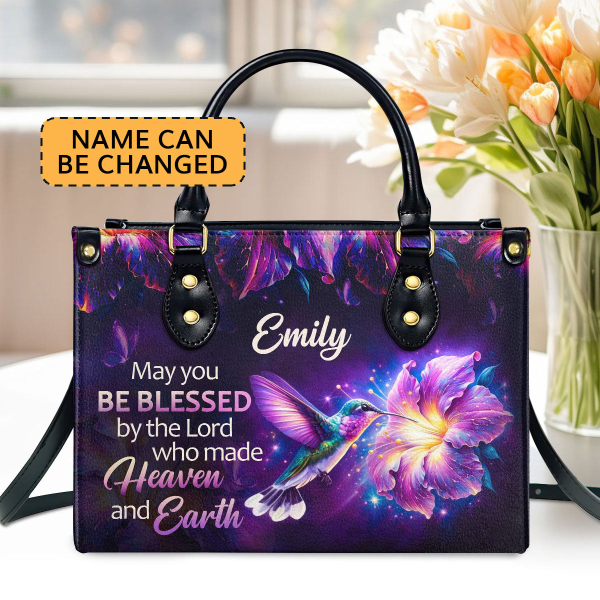 Jesuspirit | Personalized Leather Handbag With Zipper | Be Blessed LHBHN900