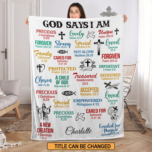 Jesuspirit Personalized Fleece Blanket | What God Says About You | Unique Spiritual Gifts For Christians FBH742