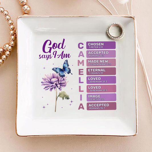Birth Month Flowers Butterflies | Personalized Jewelry Dish