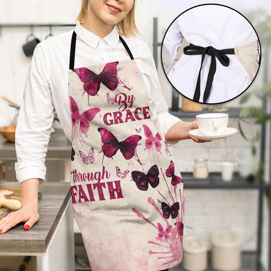 Jesuspirit | By Grace Through Faith | Meaningful Present For Christians | Butterfly Apron With Tie Back Closure HN123