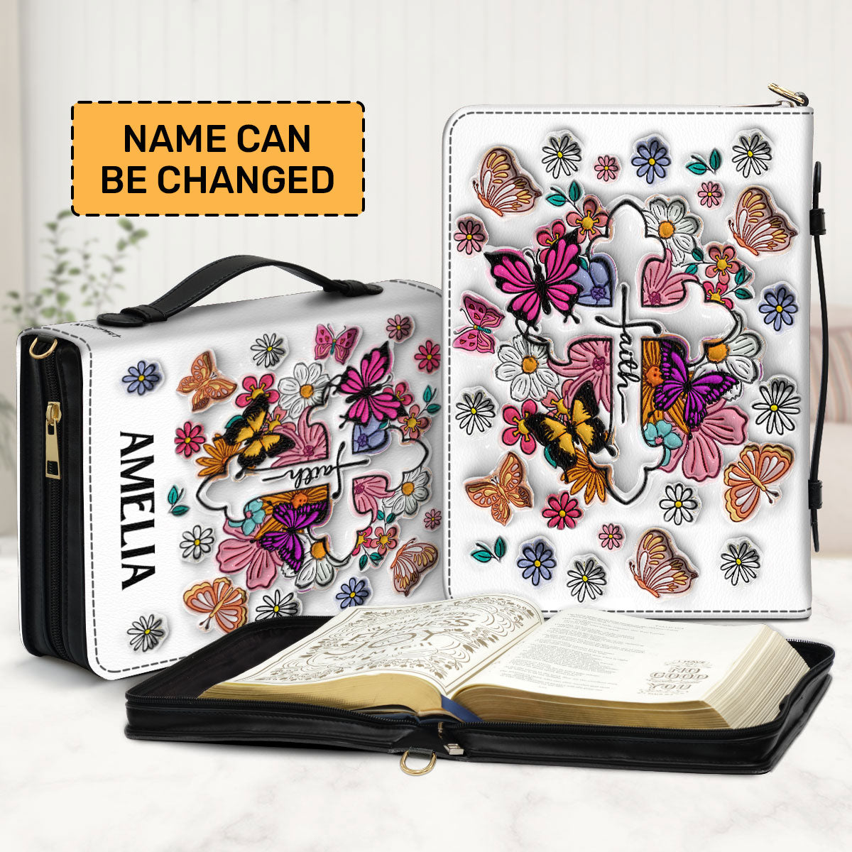 Flower 3D Effect | Personalized Bible Cover JSBCPT859L