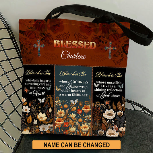 Jesuspirit | Personalized Christian Tote Bag | Blessed Is She TBM748