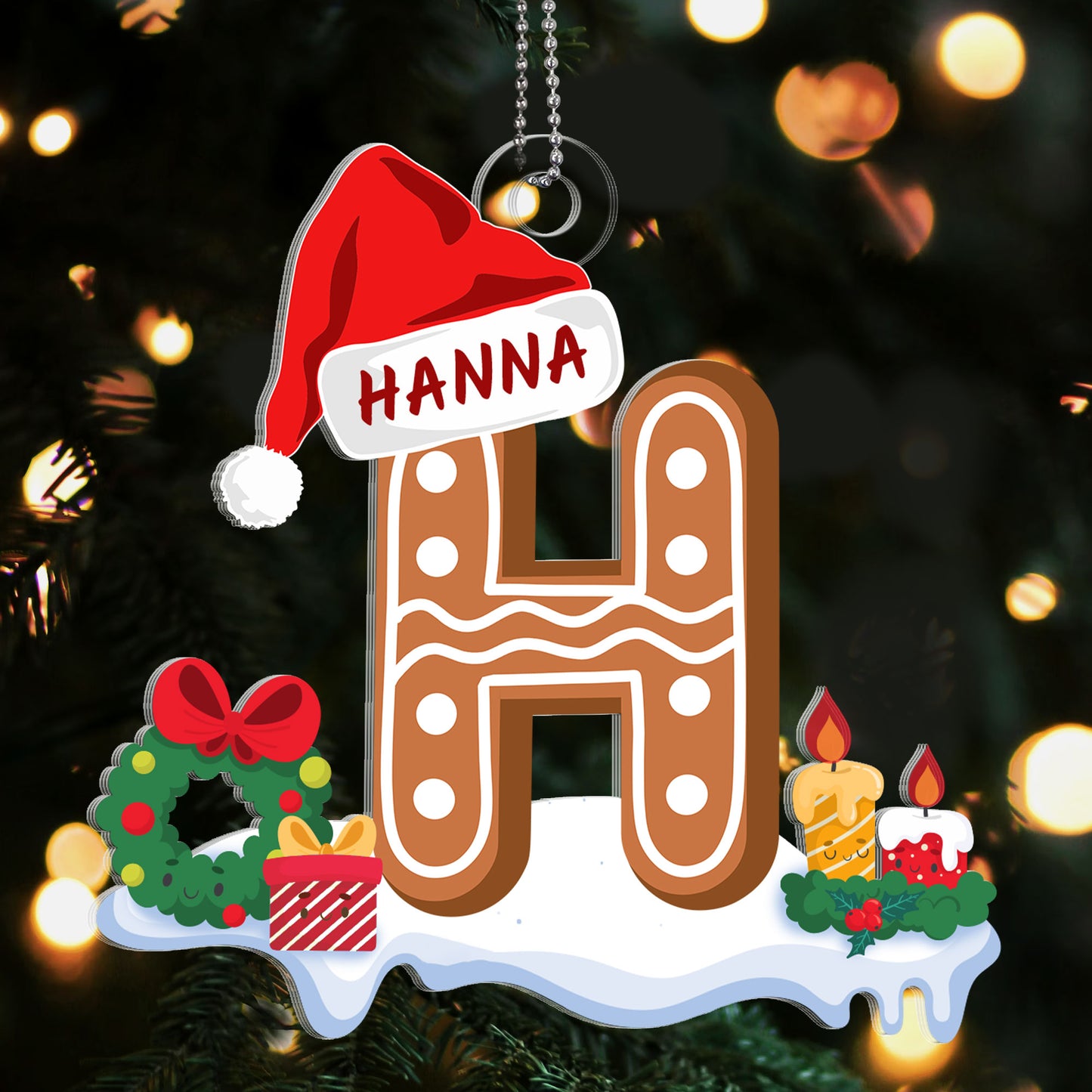 Gingerbread Cookie Letter | Personalized 1-Side Acrylic Ornament JSACOPT2057D