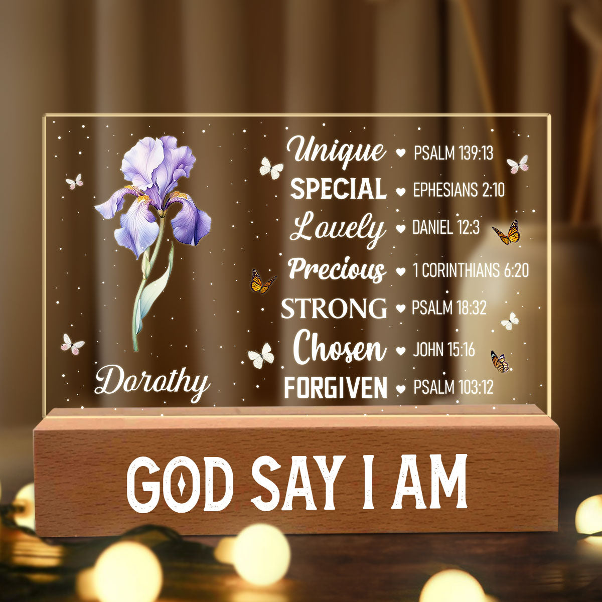 God Say You Are | Personalized Acrylic Plaque Night Light JSAPNLPH1985D