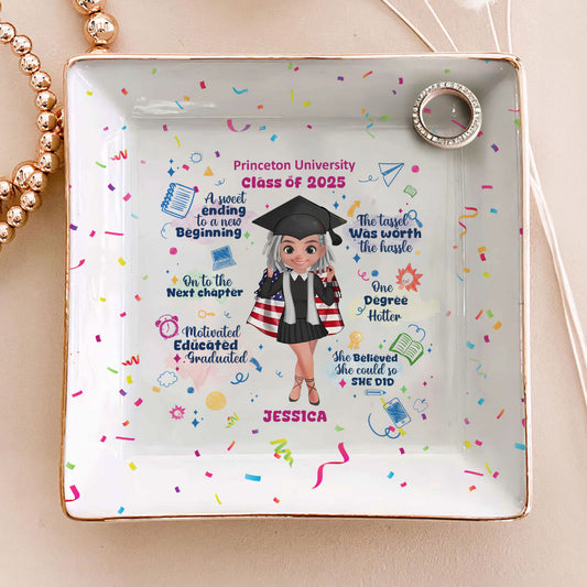 A Sweet Ending To A New Beginning | Personalized Ceramic Ring Dish Square