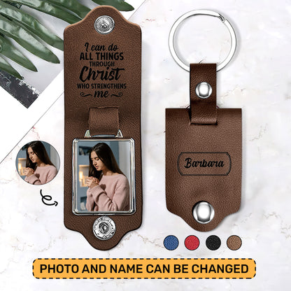 Jesuspirit Personalized Leather Photo Keychain| I Can Do All Things | Philippians 4:13 LPKHN01