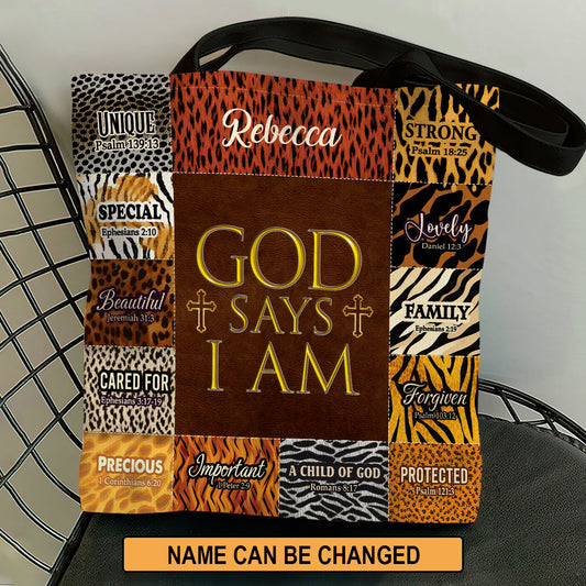 Jesuspirit| Personalized Christian Tote Bag | God Says I Am Unique TBM724