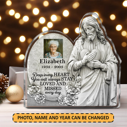 Deep In My Heart You Will Always Stay | Personalized Custom Shaped Squared Acrylic Plaque