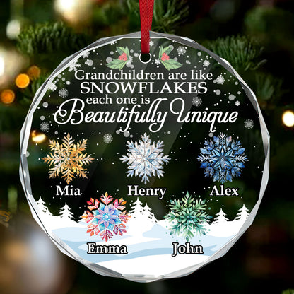 Grandchildren Are Like Snowflakes | Personalized 1-Side Round Glass Ornament