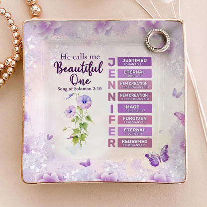 He Calls Me Beautiful One | Personalized Ceramic Ring Dish Square