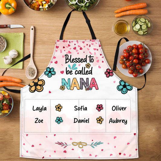 Blessed To Be Called Grandma/Nana | Personalized Apron With Pocket