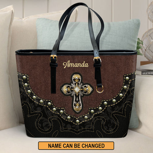 Unique Cross Large Leather Tote Bag HM368