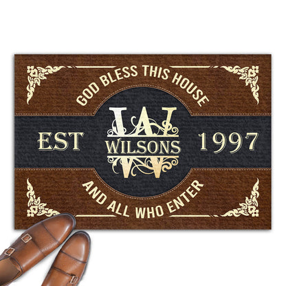 God Bless This House And All Who Enter | Personalized Doormat JSDMPT1799L