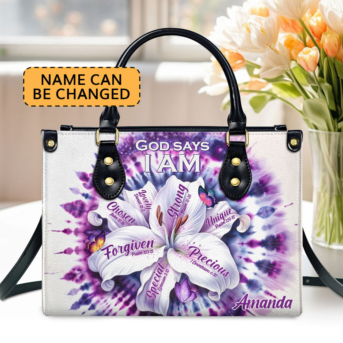 Jesuspirit | Personalized Leather Handbag With Zipper | God Says I Am LHBHN685