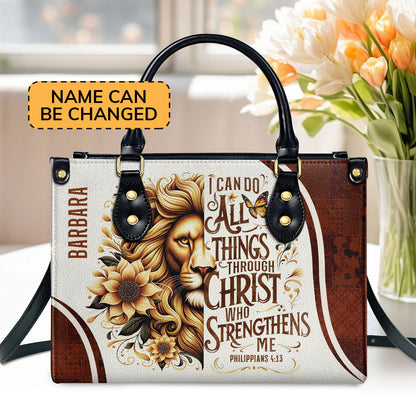 Jesuspirit | Personalized Zippered Leather Handbag With Handle | Religious Gift For Worship Friends | I Can Do All Things LHBM758