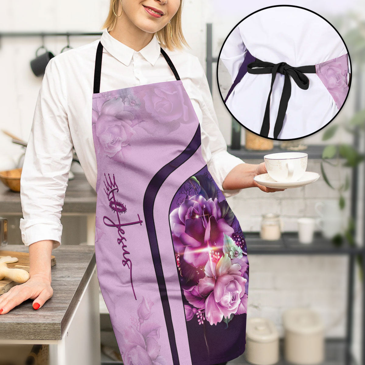 Rose And Cross | Apron With Neck Strap