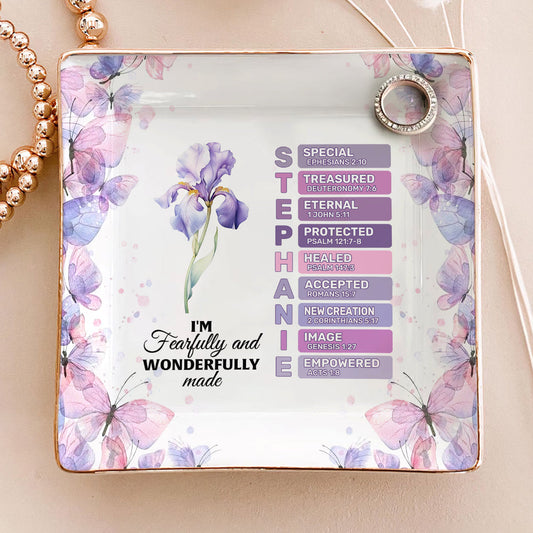 Fearfully And Wonderfully Made | Personalized Ceramic Ring Dish Square