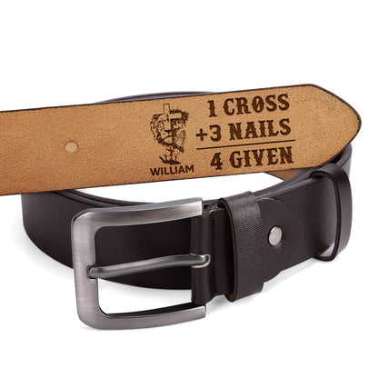 1 Cross 3 Nails 4 Given | Personalized Engraved Leather Belt