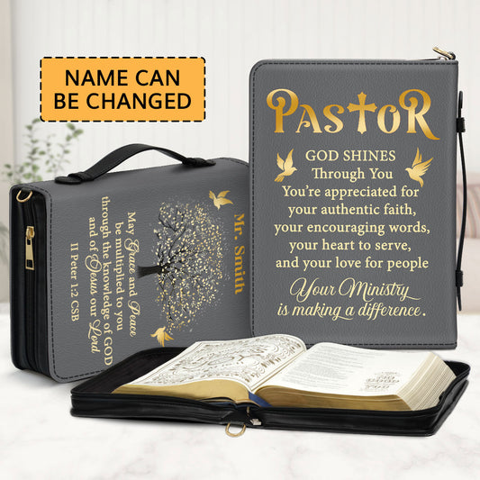 Jesuspirit | Grace And Peace | Personalized Zippered Bible Cover With Handle | Christian Inspirational Gifts For Pastor BCNAM1003B