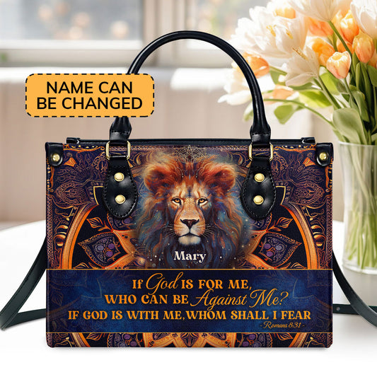 Jesuspirit | Personalized Leather Handbag With Zipper | If God Is For Me LHBM751