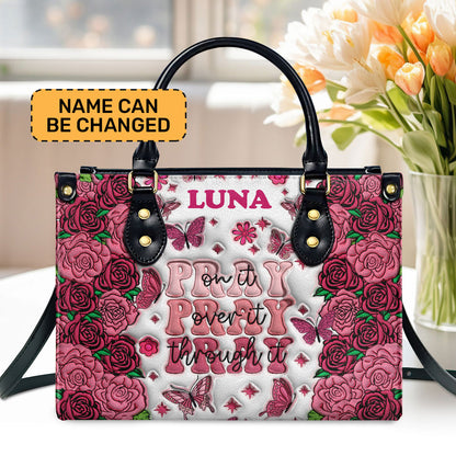 Pray 3D Effect | Personalized Leather Handbag JSLHBPT850L