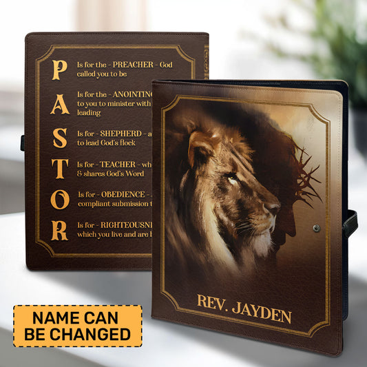 Pastor Preacher Anointing Shepherd Teacher Obedience Righteousness | Personalized Leather Button Padfolio JSLEPPT1862M