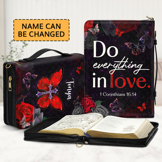 Jesuspirit | Personalized Zippered Bible Cover With Handle | 1 Corinthians 16:14 | Christian Anniversary Gifts For Couple | Do Everything in Love BCM713