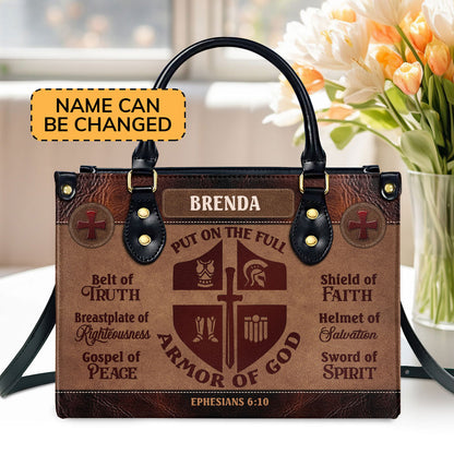 Jesuspirit | Personalized Leather Handbag With Zipper | Armor Of God LHBM771