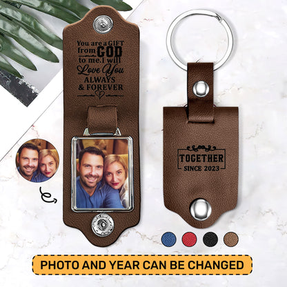 You Are A Gift From God To Me  - Leather Photo Keychain LPKM06