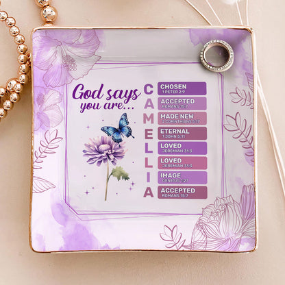 God Says You Are | Personalized Ceramic Ring Dish Square