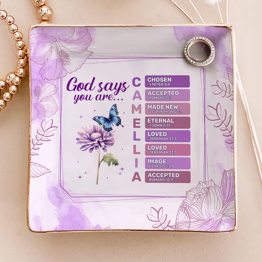 God Says You Are | Personalized Ceramic Ring Dish Square