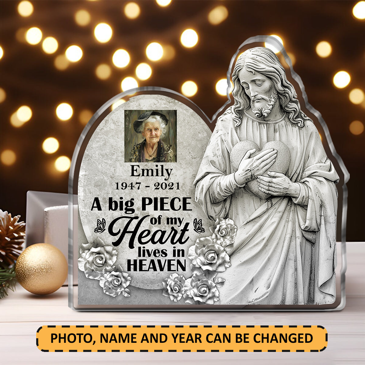 A Big Piece Of My Heart Lives In Heaven | Personalized Custom Shaped Squared Acrylic Plaque JSAPPPT1664TA