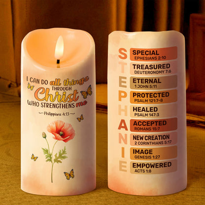 I Can Do All Things Through Christ Who Strengthens Me | Personalized Flameless LED Candle