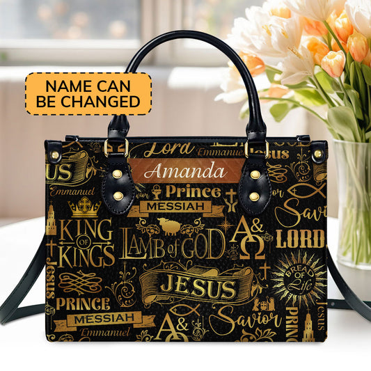 Jesuspirit | Personalized Leather Handbag With Zipper | Lamb Of God LHBM731