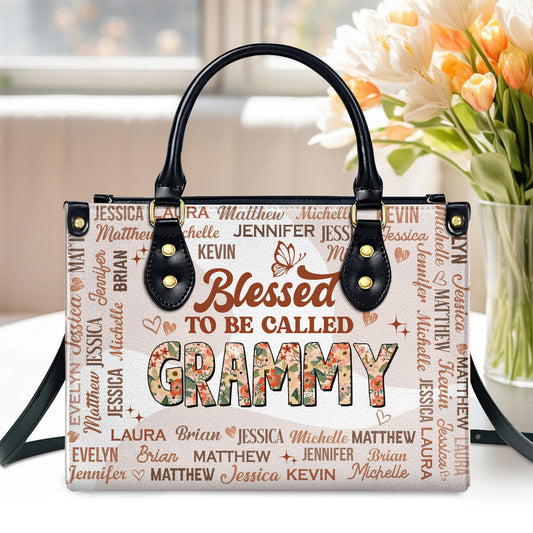 Blessed To Be Called Grandma | Personalized Leather Handbag