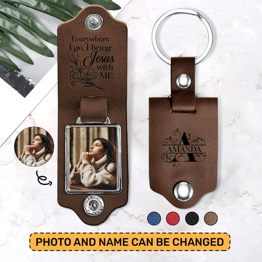 Jesuspirit Personalized Leather Photo Keychain | Jesus With Me LPKHN03