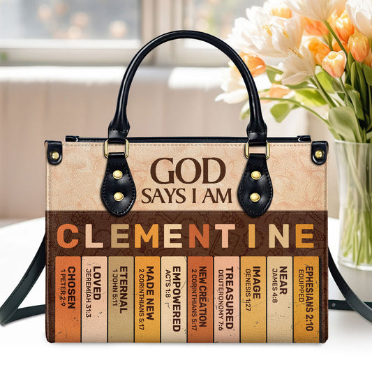 God Says I Am  | Personalized Leather Handbag JSLHBPH847D